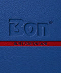 Textured blue cover with embossed 'Bon' logo and a red stripe with 'Built For The Job' text.