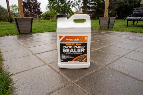 Wet Look Patio Paver Sealer With Gloss Finish Pro Grade Clear Water Based Sealant For Natural Stone Surfaces Enhances Color And Depth Protects Pavers High Performance Acrylic Resin 1 Gallon on patio