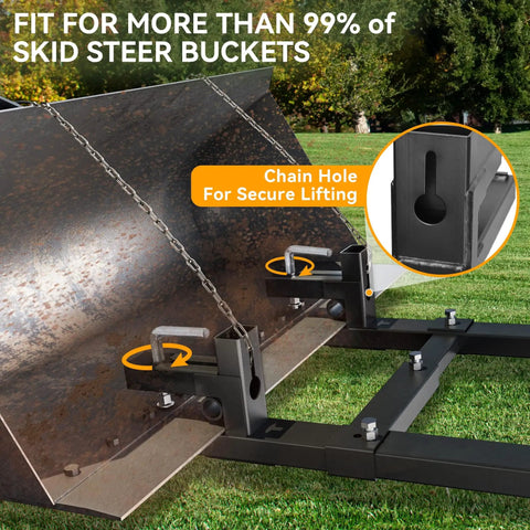 60 Inch Clamp On Pallet Forks For Tractors And Skid Steers, Heavy Duty Fork Attachments With Adjustable Stabilizer Bar, 4000 Lb Capacity, Easy Clamp On Loader Bucket Forks For Farm, Ranch, And Construction Use