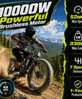 Rider on Beast 10000W Dual Motor Fat Tire Electric Bike For Adults With Full Suspension, 52 MPH Top Speed on rugged terrain