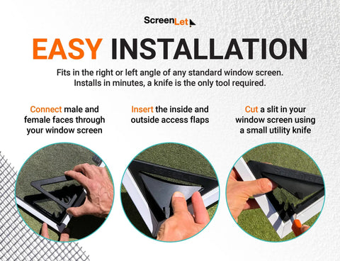 Window Screen Power Portal Pass-Through Attachment Clip-On For Outdoor Power Access installation steps and tool requirements.