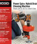 Person using Power Spinner Drain Cleaner With AutoFeed Self Feed Cable For Drill Powered Operation Up To Five Hundred RPMs Kink Resistant MaxCore Cable Cleans From Three Quarter Inch To One And One Half Inch Drain Lines on a shower floor drain.