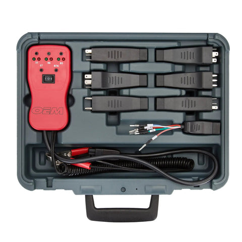 Near Universal Automotive Relay Tester Kit With Six Popular Relays And Universal Lead in carrying case for 12V and 24V vehicles