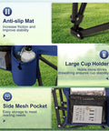 Big Folks Friendly Oversized Camping Chair Heavy Duty 500 Lb Capacity high back with cup holder and side pocket details