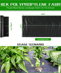 Heavy Duty Weed Barrier Landscape Fabric 2.6 Ft By 100 Ft Thick Garden Blocker Cloth Weed Mats for weed control shown in garden setup