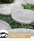 Two Round Stepping Stone Molds For Concrete Pavers Reusable Plastic Path Maker Kit creating garden paths.