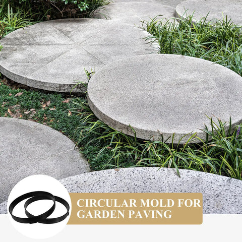 Two Round Stepping Stone Molds For Concrete Pavers Reusable Plastic Path Maker Kit creating garden paths.