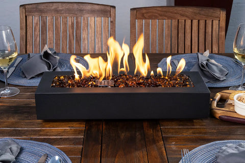 Tabletop Firebowl Fire Pit With Smokeless Odorless Flame Dope Push Button Ignition 33,000 BTU Heat Umbrella Hole Mount