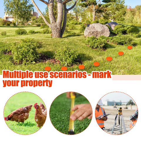 20 Pack 5 Inch Low Profile Survey Markers High Visibility Orange Yard Stakes for Patios Lawn Edges Gardens
