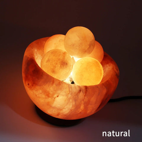 Cozy Himalayan Salt Lamp Bowl With Six Massage Balls, Dimmable Pink Rock Salt Light For Bedroom, Office Desk And Meditation Room
