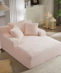 66 Inch Oversized Plush Corduroy Chaise Lounge Chair No Assembly Sleeper Style Boneless Chair in cozy bedroom setting