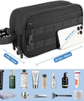 Rugged Men's Toiletry Bag For Travel And Gym Tactical Inspired Grooming Organizer With Water Resistant 1000D Nylon Dopp Kit Style Case Heavy Duty Zippers Durable Bath Shaving Kit For Rugged On The Go Guys with toiletries.