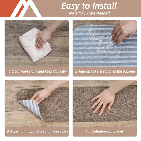 Installation guide for Non Slip Stair Treads Carpet Mats 28 By 9 Inches Indoor Stair Runners For Wooden Steps Teal 10 Pack