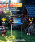 Image of Go To Outdoor Dual Solar Panel Mosquito Zapper With 4500V Insect Killer IPX5 Waterproof And Cordless Portable Design in a garden.