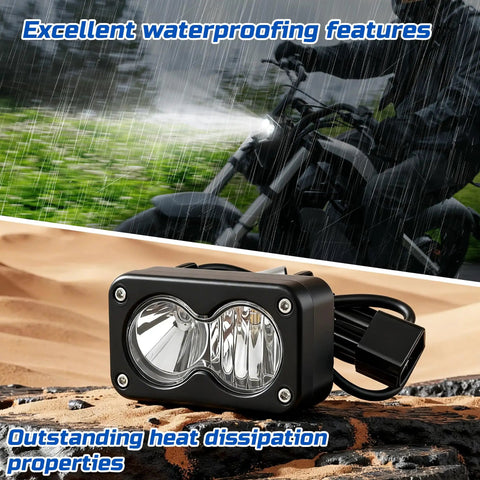 Upgraded Headlight Kit For Sur Ron Segway X260 And Talaria Sting R MX4 With Plug And Play Installation showing waterproof light