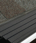 Hoover Dam Gutter Guard For 4, 5, And 6 Inch K Style Gutters Snap In Locking Design That Blocks Leaves Debris And Gunk While Keeping Heavy Rain Flowing Freely Dark Gray 10 Count on a shingle roof