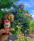 Bird wearing All In One Two Pack Bird Diaper Kit With Harness And 80 Inch Leash Waterproof Nappy Flight Suit in garden scene
