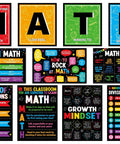 11 Pcs Math Posters For Classrooms, Laminated Bulletin Board Decor, colorful designs with math concepts displayed