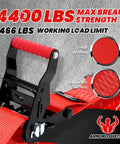 Heavy Duty Wheel Chock Tie Down Kit With Ratchet Straps For ATV UTV And Lawn Mower 4400 Pound Break Strength Built To Last