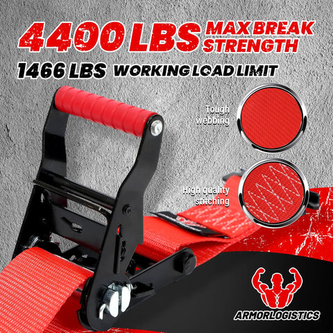 Heavy Duty Wheel Chock Tie Down Kit With Ratchet Straps For ATV UTV And Lawn Mower 4400 Pound Break Strength Built To Last