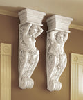 Telamon Wall Sculpture In Antique Stone Finish, Hand Cast With Real Crushed Stone, Durable Resin Wall Decor For Indoor Or Outdoor Spaces