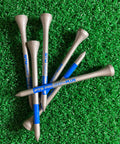 PTS Titanium Strength Wooden Golf Tees 65 Count Two And Three Quarter Inch Pro Grade Tee Set with 8 Percent Thicker Shaft on grass