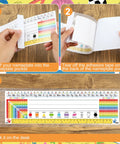 Steps showing how to use Clear Self Adhesive Desk Name Tag Pockets 40 Pack 14.5 By 4.3 Inch Thick Reusable Plastic Nameplate Sleeves