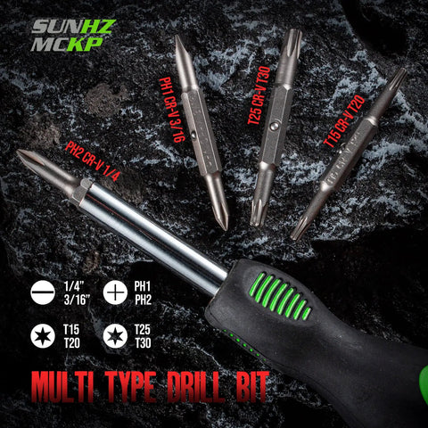 All In One Screwdriver Set With Ergonomic Oversized Handle And Non Slip Grip For Easy One Hand Use, 8 In 1 Portable Multi Tool
