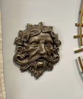 Top Tier Green Man Wall Decor, Slick 9.75 Inch Heavy Duty Cast Iron Plaque, Solid Bronze Finish on wall
