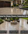 Score Some Serious Shine With This Heavy Duty Wet Look Stone Concrete Sealer That Transforms Cracked Pavers And Patios Into A Show Stopper While Locking Out Moisture Damage In This 4 Oz Trial Pack, showcasing sealed pavers and outdoor patio.