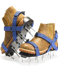 Ready To Use Lawn Aerator Shoes With Adjustable X Straps And Sturdy Spike Platform For Deep Soil Aeration on leather boots