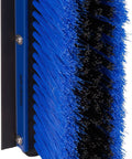 No Nonsense Commercial Floor Sweep With Integrated Squeegee Includes Sixty Inch Three Piece Aluminum Handle And 24 Inch Broom Head, detailed view of blue broom bristles.