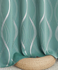 Aqua Blue 100 Percent Blackout Curtain Panels With Wave Pattern 84 Inches Long 2 Pieces 52 Inches Wide Thermal Insulated Grommet Drapes