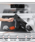 Reusable Gas Range Protectors For 5 Burner Stove With Nonstick Surface Washable Black Cover on Samsung Range