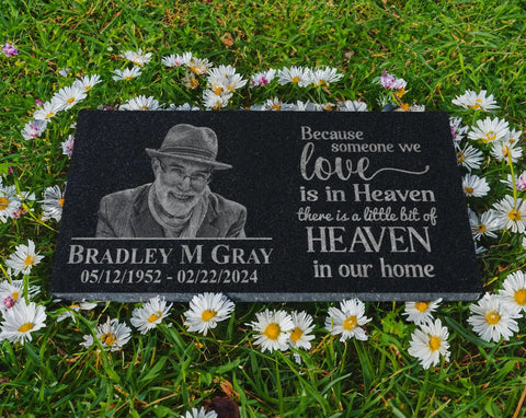 Custom Black Granite Memorial Stone With Your Image For Outdoor Garden And Cemetery Use Personalized Headstone Or Grave Marker Plaque