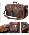 32 Inch Vintage Duffel Bag With Old School Look And Modern Touch Handmade Full Grain Buffalo Leather Carry On Fits Under Seat