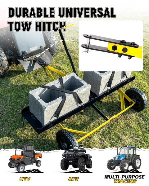 Tow Behind Lawn Dethatcher With 24 Spring Steel Tines And Heavy Duty Carbon Steel Frame, 48 Inch Wide attached to ATV
