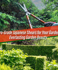 Person using Pro Grade Hedge Shears 22.6 Inch for precise hedge trimming and shaping in a lush garden setting.