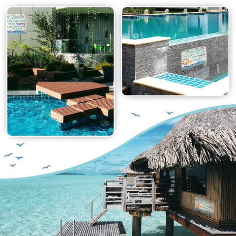 Pool Rules Sign For Outdoor Decor And Backyard Chill Vibes Durable Metal Wall Art 12 By 8 Inches With Four Pre Drilled Holes