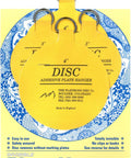 Slick Vinyl Record Wall Display Mounts Featuring Invisible Adhesive Plate Hangers, four yellow clips, three and four inches.