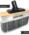 Deck Boss 7 Inch Deck Stain Brush Applicator for wood, concrete, and composite coatings with black handle and silver bristles.