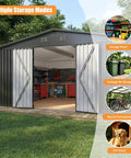 14x12 Ft Metal Outdoor Storage Shed With Lockable Door And Sloped Roof For Heavy Duty Weatherproof Galvanized Steel Construction
