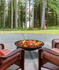 21 Inch Portable Folding Steel Fire Pit With Carrying Bag Spark Screen BBQ Grill And Log Grate For Patio Backyard Camping Bonfire Lightweight 8.7 Lb Fire Bowl in backyard setting