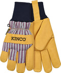 1927KW-L Lined Premium Grain Pigskin Palm Work Gloves With Knit Wrist Large Size Lightweight Cotton-Blend Back
