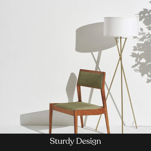 LED Floor Lamp With Gold Tripod Base And Drum Shade, Tall Contemporary Standing Lamp For Living Rooms And Offices, Modern Industrial Style Lit Glow For Bedroom Reading And Home Decor