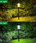 4 Pack Bright Solar Path Lights Outdoor IP65 Waterproof For Landscape Walkway Driveway Sidewalk Garden with warm and white light mode