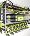 Heavy Duty Power Tool Organizer Wall Mount With Cordless Tool Holder And Screwdriver Rack, 4-Tier Metal Storage Shelf