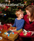Child and adult with Solar Car STEM Kit For Kids Aged 8 9 10 12 14 Build Four Hands On Projects under a Christmas tree.