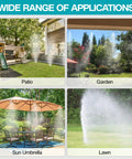 Dope Outdoor Patio Water Mister Cooling System Kit With 100 Feet Of Tubing used on patio, garden, under umbrella, and lawn