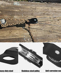 Beefy Heavy Duty Winch Snatch Block Tow Pulley For Off Road Recovery Up To Eight Thousand Pounds Four Ton Capacity Fits One Quarter Inch To Five Sixteenths Inch Winch Cable with steel body and stainless pulley